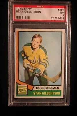 1974 Topps  STAN GILBERTSON  #223  Hockey   PSA NM 7   Oakland Golden Seals - Image 1 of 2