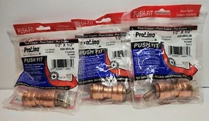 3-ProLine Push Fit 1/2" X 1/2" Pure Copper Couplings ASSE 1061 No Glue No Solder - Picture 1 of 9