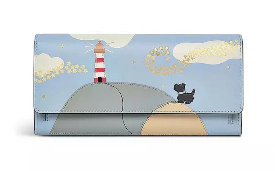 RADLEY - LIGHTHOUSE - PALE BLUE LEATHER FLAPOVER MATINEE PURSE WALLET -