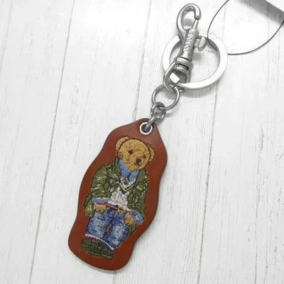 Ralph Lauren Polo Bear Leather Bag Charm Keychain Brown With Box US TAX Includ - Image 1 of 4