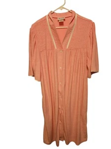 Vintage Blair Womens Long Robe Front Snaps Side Pockets Large Pink Good Cond - Picture 1 of 3