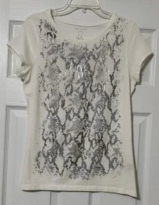The Limited Damen T-Shirt weiß mit silbermetallic Schlangenmuster perfekt L - Bild 1 von 7