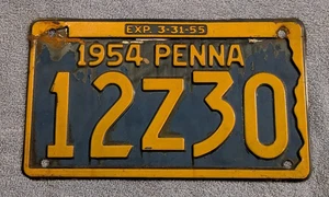 Vintage 1955 Pennsylvania Nummernschild ~ 12Z30 ~ abgelaufen 31.03.55 - Bild 1 von 2