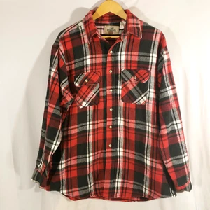 VTG Red Head Men's Heavyweight Flannel Size XL Tall Red Plaid Long Sleeve Shirt - Picture 1 of 6