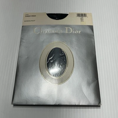 Meias de sandália vintage Christian Dior coxa alta tamanho 1 azul marinho novo na embalagem - Imagem 1 de 3