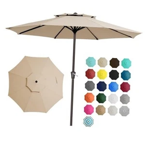  11' 2-Tiers Patio Umbrellas Outdoor Table Market Umbrella w/Crank, 11FT Beige - Picture 1 of 7