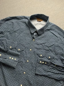 Ariat Shirt Mens L Blue Pearl Snap Geometric Print Button Up Western Cowboy - Picture 1 of 9