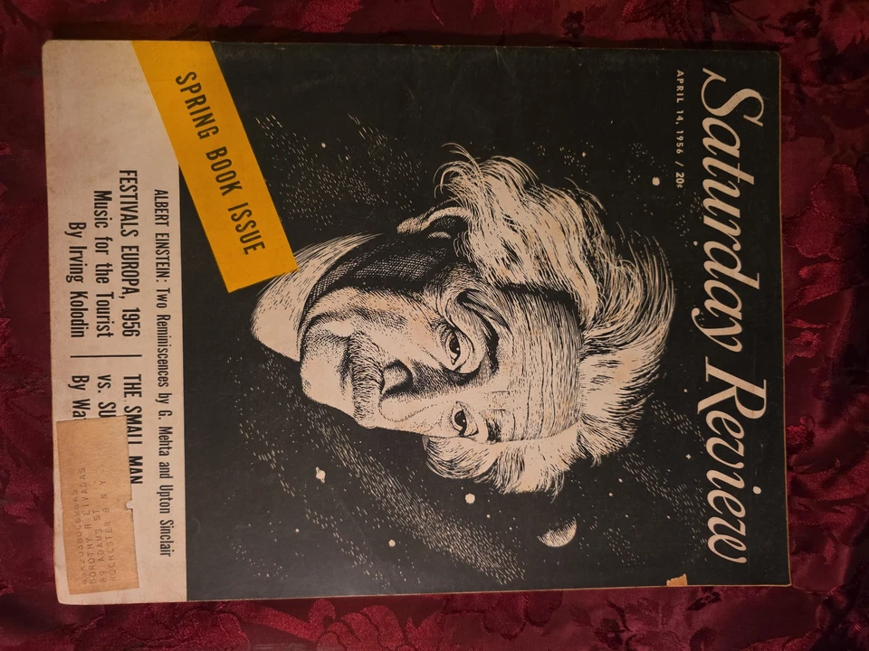 Saturday Review April 14 1956 ALBERT EINSTEIN UPTON SINCLAIR GAGANVIHARI MEHTA - Image 1 of 1