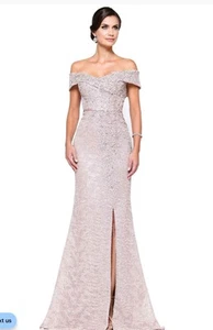 Abito nuovo con etichette RINA DI MONTELLA FOR COLORS RD2655 rosa polveroso autentico $746 tg20,22 - Foto 1 di 11