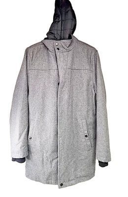 Structure Men's Wool Blend Hooded Peacoat - Hood & Lining Removable - Grey SMALL - Image 1 of 4