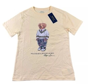 Polo Ralph Lauren Yellow Unisex Preppy Polo Bear S/S Cotton Shirt Size 7 NWT - Picture 1 of 6