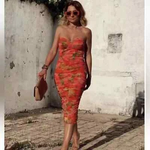 ZARA TULLE PRINTED CORSETRY-INSPIRED DRESS XS-L REF.5039/644 - Picture 1 of 7