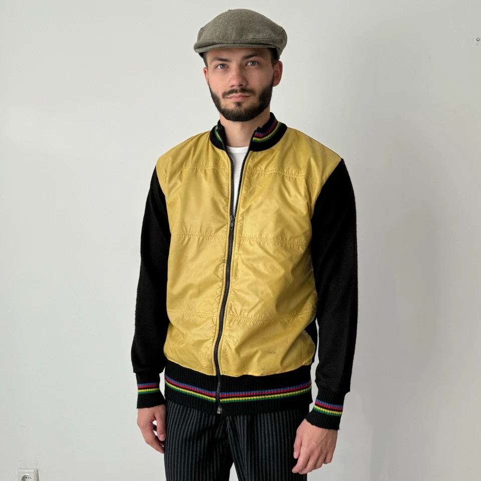 Chaqueta amarilla vintage años 70 SMS Santini para hombre retro invierno ciclismo lana talla M/L Foto 1 de 4
