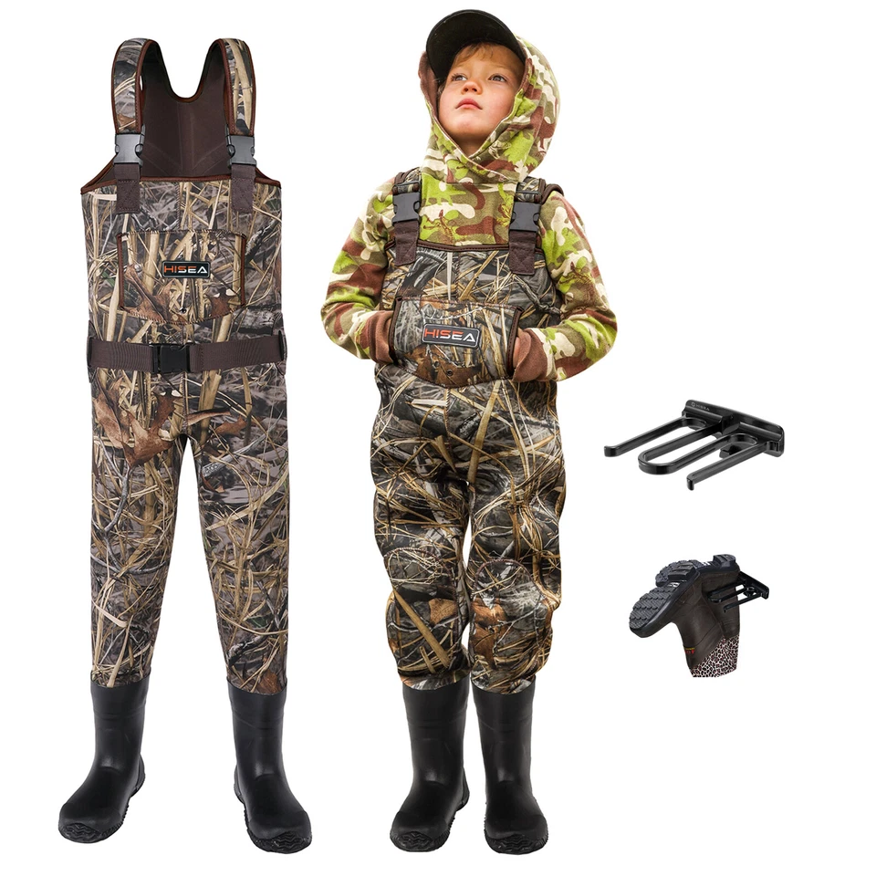 HISEA Kids Waders Neoprene Insulated Toddler Children Mud Hunting Fishing Waders - Image 1 of 4