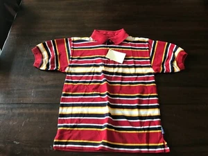 Boy's Size Large Bugle Boy Red and Navy Stripped Short Sleeve Polo - Picture 1 of 3