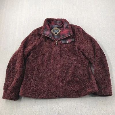 Pendleton Chaqueta Mujer XL Borgoña Rojo Pila Profunda Polar Acogedor Cremallera Suéter Foto 1 de 4