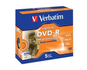 5 x VERBATIM Lightscribe DVD-R 4,7GB 16x beschreibbare leere Discs - Bild 1 von 1