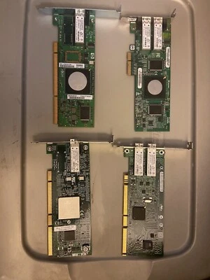 Lot 4 Single/Dual Fiber Optic Network Cards HP PCIx MIC Emulex Finisar Q Logic - Image 1 of 4