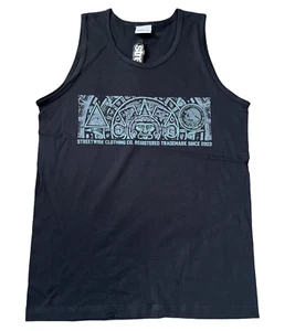 Streetwise Maya Aztec Calendar Black Graphic Tank Top Men's Size L - Picture 1 of 2