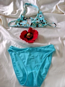 Conjunto de bikini Wave By Jeff & Co/Next Aqua Mix floral cuello halter Reino Unido 10/12 - Imagen 1 de 4