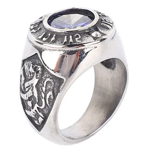 Anillo de sello de piedra vintage para hombre alfabeto grabado banda de titanio hipoalergénico CHU - Imagen 1 de 22