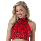 Women's Glitter Sequins Crop Top Sparkling Tank Tops Vest for Rave Club Party