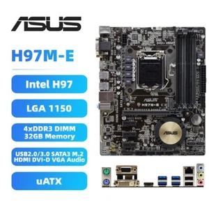 LGA1150 Motherboard ASUS H97M-E Intel H97 DDR3 for 4th Intel Core i7/i5/i3 CPU - Picture 1 of 8