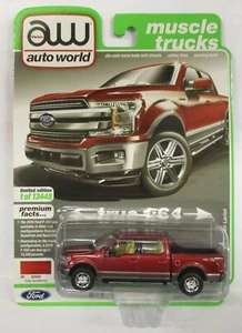 2021 AUTO WORLD 2019 FORD F-150 LARIAT RUBY RED METALLIC REAL RIDERS  - Picture 1 of 2