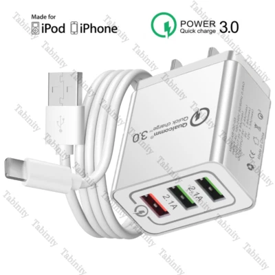 QC Power Adapter Cube Fast Charger USB Charging Cord For iPhone 6 7 8 X 12 13 14