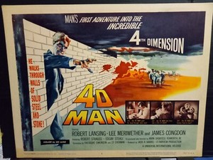 Title Card 1959 4D MAN Robert Lansing walks through walls steel sci-fi horror
