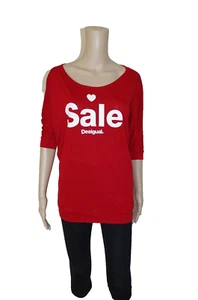 29€ DESIGUAL Gr. S / M DAMEN BLUSE OBERTEIL T-SHIRT TEE KURZARM SOMMER ROT SALE - Bild 1 von 8