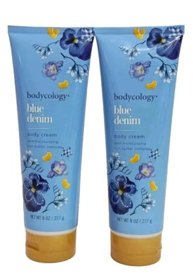 2 Pack Bodycology Blue Denim Body Cream Moisturizing Rich Butter 8 Oz. Each  - Image 1 of 3