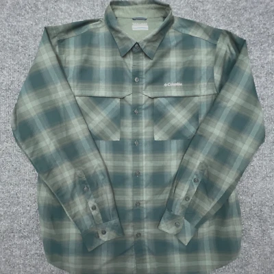 COLUMBIA Omni Wick Shirt Mens XL Green Plaid Performance Outdoor Hiking - Image 1 of 4