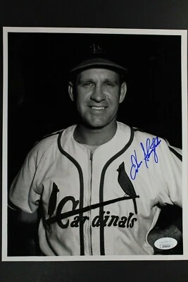 Enos Slaughter (d.2002) St Louis Cards Autographed 8x10 Signed Vintage Photo JSA - Image 1 of 3