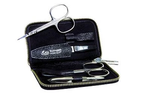 4-tlg. Manicure Set Becker-Manicure Erbe Solingen Case for Men's Leather - Picture 1 of 4