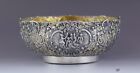 Antique c1900 Art Nouveau German 800 Silver Openwork Bowl w Clear Glass Liner