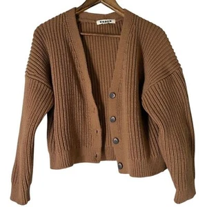 Boden Chunky Thick Knit Cardigan Womens Sz XS 4 Button Closure V Neck - Picture 1 of 8