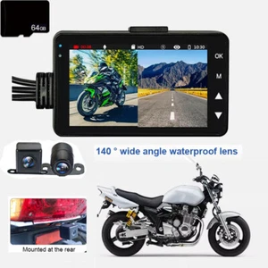 3" LCD Waterproof Motorcycle DVR Front Rear Camera Dual Lens Video Recorder &64G - Picture 1 of 12