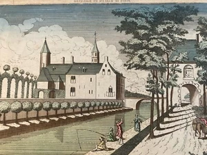 Schöne Optische Ansicht Gravur Schloss Tor von Heemstede Haarlem 18. Jh. Holland - Bild 1 von 11