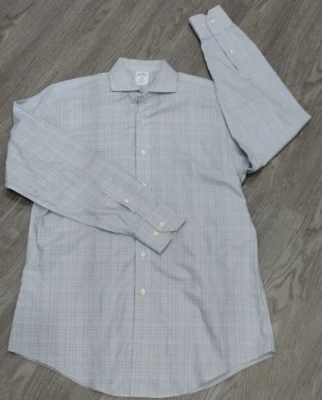 Camisa Brooks Brothers Regent para hombre 16,5 gris a cuadros abotonada algodón sin hierro Foto 1 de 4