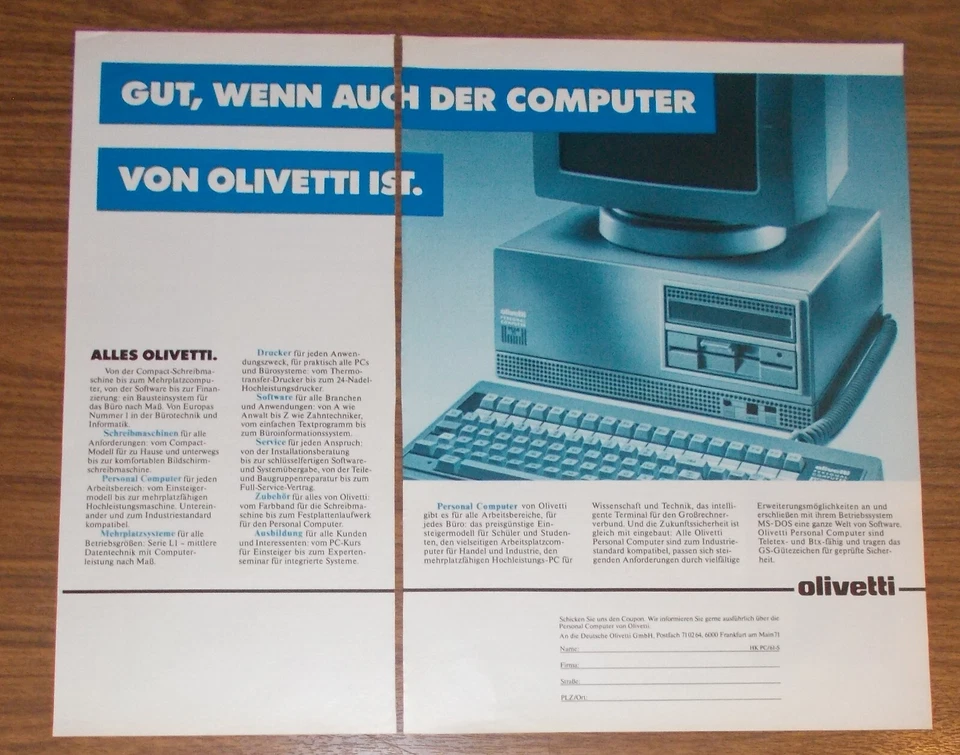 Seltene Werbung OLIVETTI M24 Personal Computer - Alles Olivetti #1 1986 - Image 1 of 1