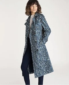 Neu mit Etikett Ann Taylor blaue Punkte Trenchcoat Größe XS Damen adrette Freizeit Karriere - Bild 1 von 11
