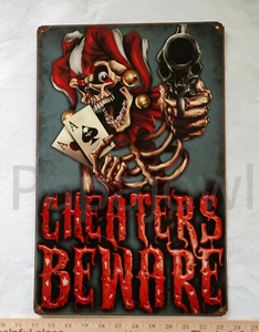 Blechschild 24 Spur Stahl Narr Skelett Betrüger Vorsicht 12"x18" - Bild 1 von 2