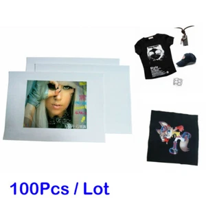 100 pz T-shirt A4 carta trasferimento calore colore scuro tessuto stampa cotone - Foto 1 di 5
