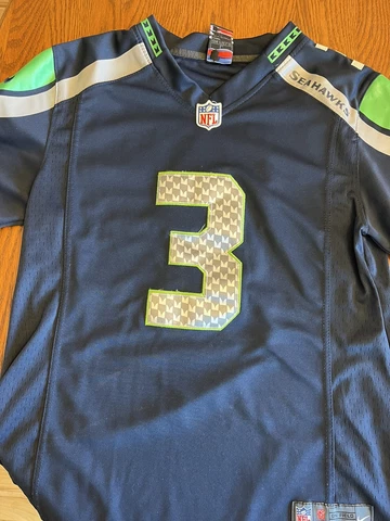 Nike Russell Wilson NFL Seattle Seahawks #3 Navy Blue Home Jersey Youth L Cover