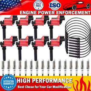 Heavy Duty Ignition Coil, Spark Plug & Wireset for Dodge Ram 1500 2500 V8 UF378 - Picture 1 of 15