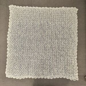 Handmade Crochet Baby Blanket Afghan Knit Unisex Soft Lilac Soft Green Scalloped