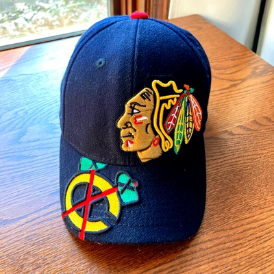 NHL Blackhawks Hat Cap Youth One Size Fitted Black Multicolor Child Zephyr Z Fit - Image 1 of 4