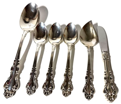 Reed Barton Plata de Ley BARROCO ESPAÑOL Lote de 6 = 242 gramos + cuchillo Foto 1 de 4