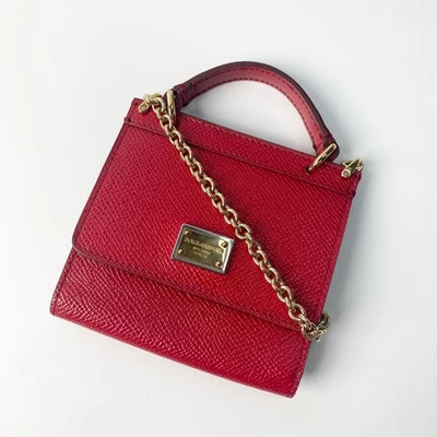 Dolce & Gabbana Mini Shoulder Bag Red Leather Compact Design - Image 1 of 4